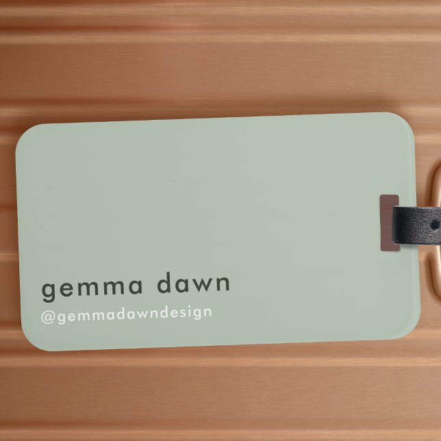 Modern Minimal Simple Sage Green Instagram Luggage Tag (Creator Uploaded)