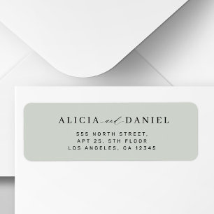 Modern minimal simple sage wedding return address