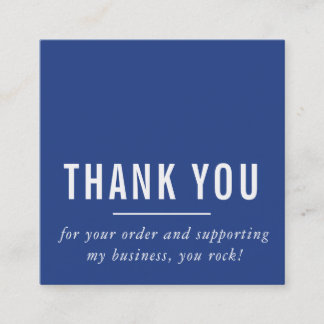 MODERN MINIMAL simple thank you royal blue LOGO Square Business Card