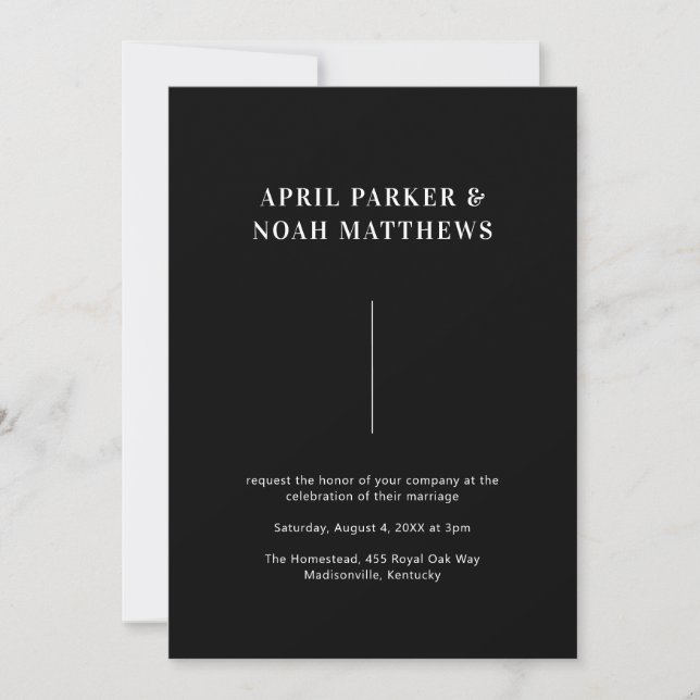 Modern Minimal Simple Typography Black White Invitation (Front)