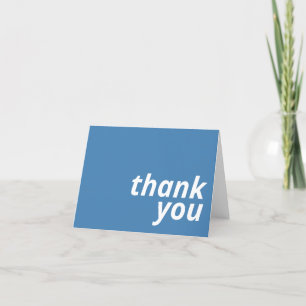 Modern Minimal Simple Typography   Blue  Thank You Card