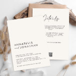 Modern Minimal simple Wedding Details QR Code Invitation<br><div class="desc">Modern minimal simple elegant simple wedding,  details and QR code invitation. Part of a modern collection.</div>