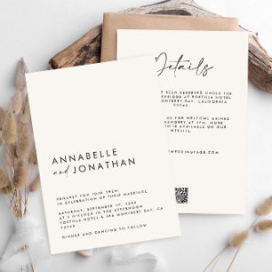 Modern Minimal simple Wedding Details QR Code Invitation
