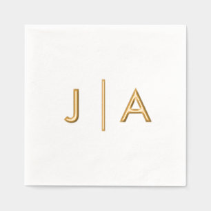 Modern Minimal Simple Wedding Monogram Foil Napkins