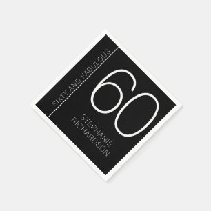 Modern Minimal Sixty and Fabulous 60th Birthday Napkin
