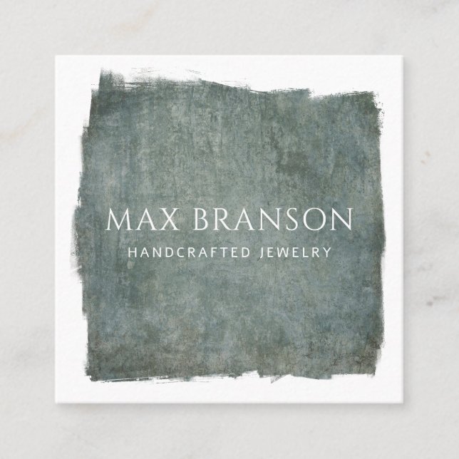 Modern Minimal Slate Green Jewellery Designer Square Business Card (Front)