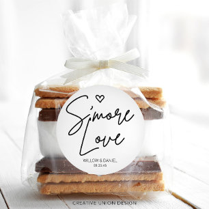 Modern Minimal S'More Love Wedding Favour Classic Round Sticker