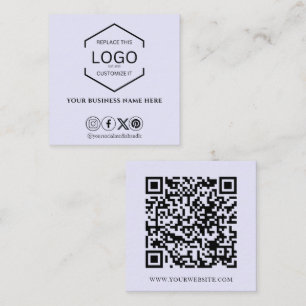 Modern Minimal Social Media QR Code Lilac Purple Square Business Card
