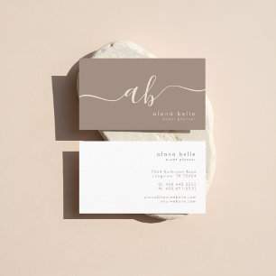 Modern, Minimal & Sophisticated Script Monogram Business Card