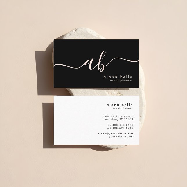 Modern, Minimal & Sophisticated Script Monogram Business Card (Modern, Minimal & Sophisticated Script Monogram Business Card)