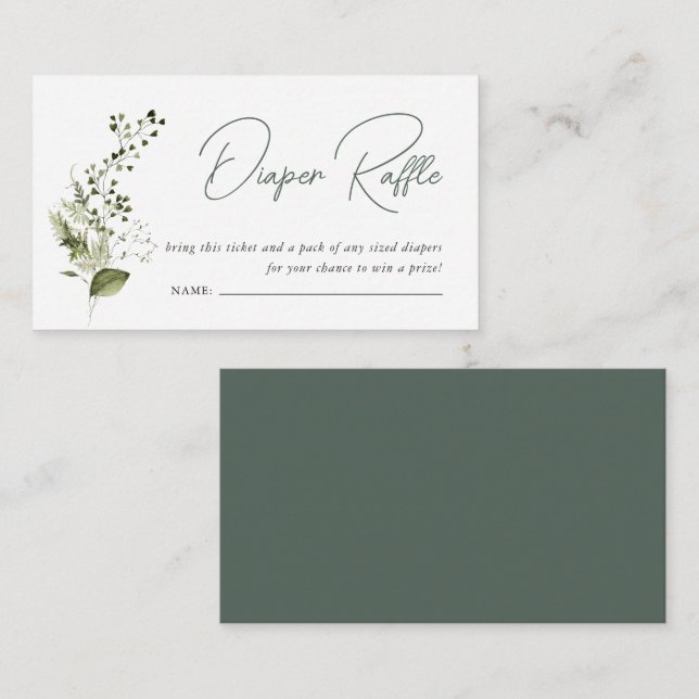 Modern Minimal | Spring Greenery Diaper Raffle Enclosure Card (Front/Back)