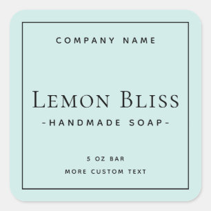 Modern minimal square light blue product label