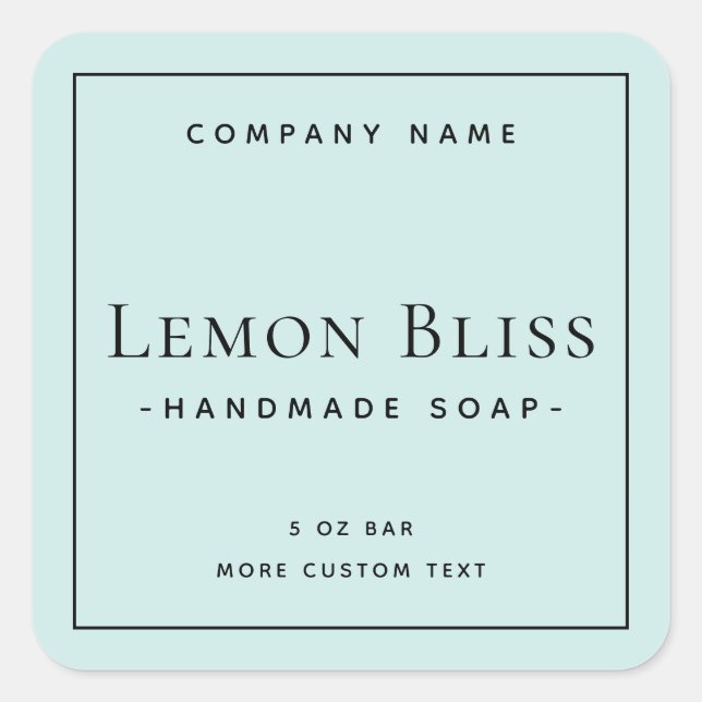 Modern minimal square light blue product label (Front)