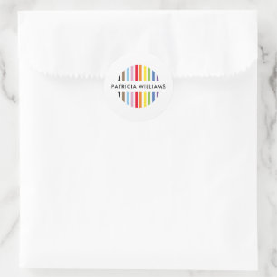 MODERN MINIMAL stripe logo rainbow pride LGBTQ Classic Round Sticker