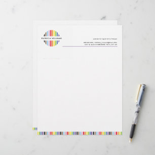 MODERN MINIMAL stripe logo rainbow pride LGBTQ Custom Letterhead