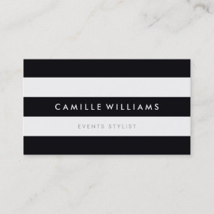 MODERN MINIMAL stripe pattern bold black white Business Card