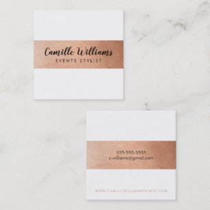 MODERN MINIMAL stripe pattern luxe faux rose gold Square Business Card