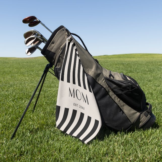 Modern Minimal Stripes Mum Established Golf Towel (Green)
