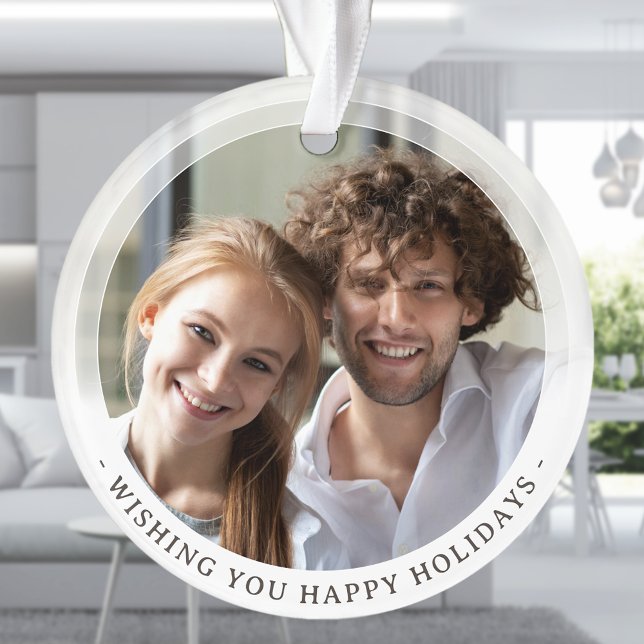 Modern Minimal Style Double Sided Two photo Custom Ornament (Creator Uploaded)