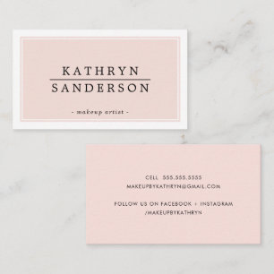 MODERN MINIMAL stylish border blush pink black Business Card