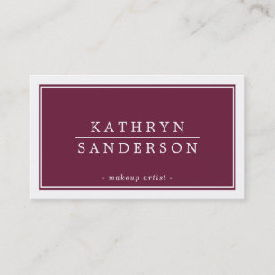 MODERN MINIMAL stylish border burgundy white type Business Card