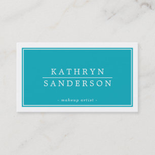 MODERN MINIMAL stylish border turquoise white type Business Card