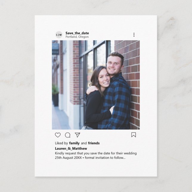 Modern Minimal Stylish Custom Photo Instagram Announcement Postcard (Front)