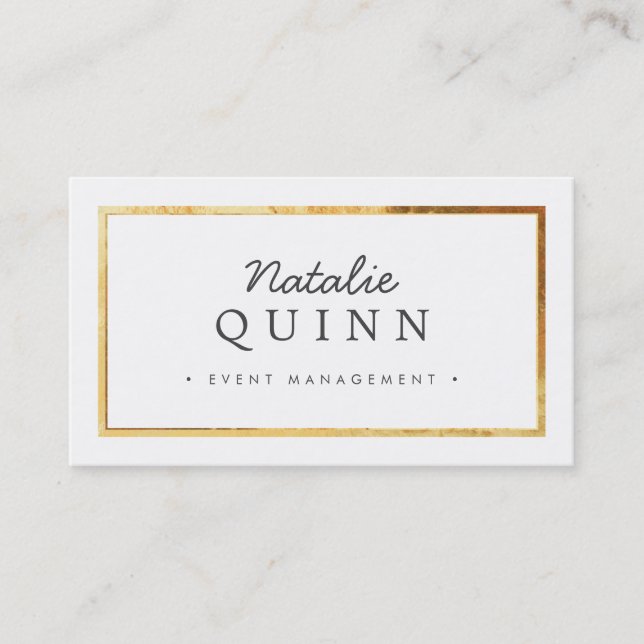 MODERN MINIMAL stylish gold border charcoal grey Business Card (Front)