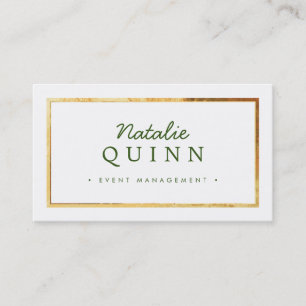 MODERN MINIMAL stylish gold border dark green Business Card