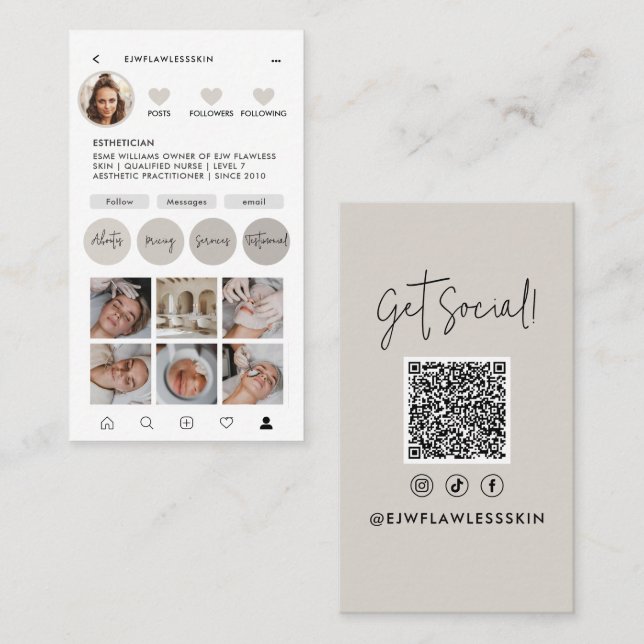 Modern minimal stylish multi photo QR CODE Business Card (Front/Back)