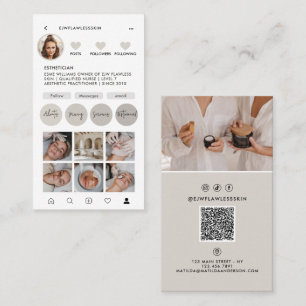 Modern minimal stylish multi photo QR CODE Business Card