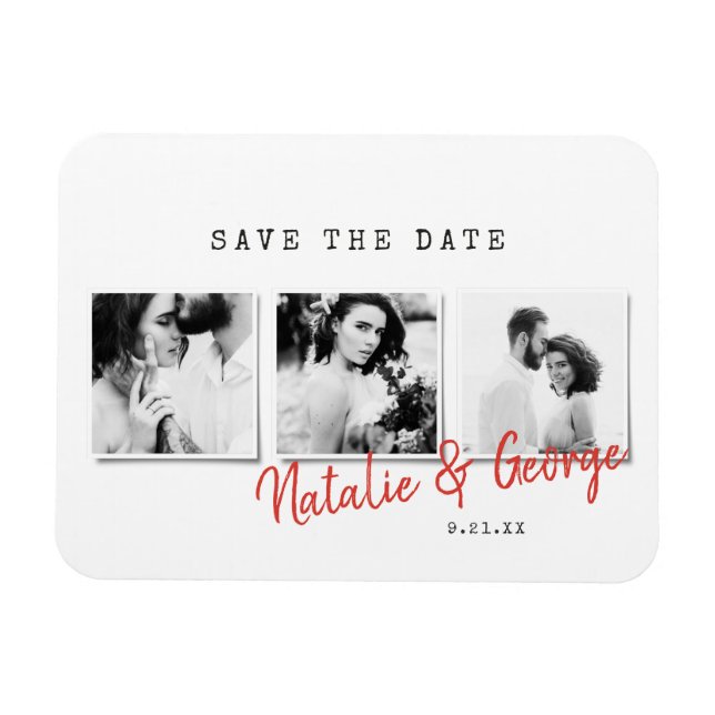 Modern minimal stylish multi photo wedding magnet (Horizontal)