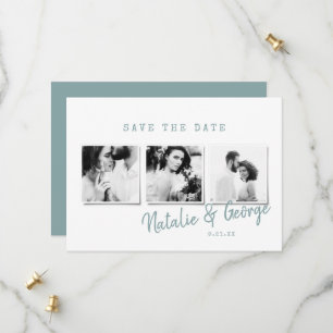 Modern minimal stylish multi photo wedding save the date