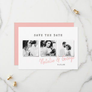 Modern minimal stylish multi photo wedding save the date