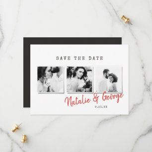 Modern minimal stylish multi photo wedding save the date