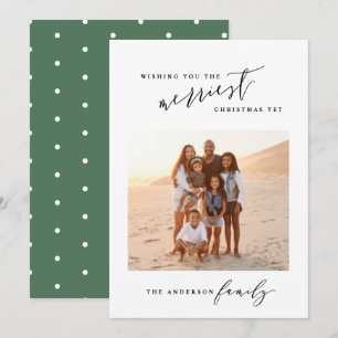 Modern minimal stylish script photo Christmas Holiday Card