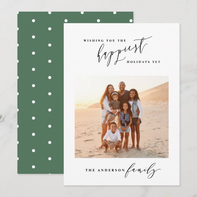 Modern minimal stylish script photo Christmas Holiday Card (Front/Back)