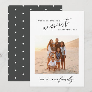 Modern minimal stylish script photo Christmas Holiday Card