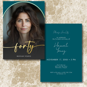 Modern Minimal Teal Arch Fortieth Birthday
