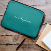 Modern Minimal Teal Blue Monogram Full Name