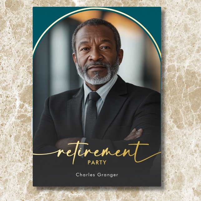 Modern Minimal Teal Retirement Party (Modern Minimal Teal Retirement Party Foil Invitation)