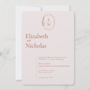 Modern Minimal   Terracotta & Blush Wedding Invitation