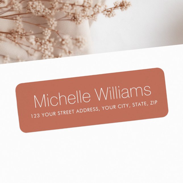 Modern minimal terracotta brown return address (Modern minimal terracotta brown return address label)