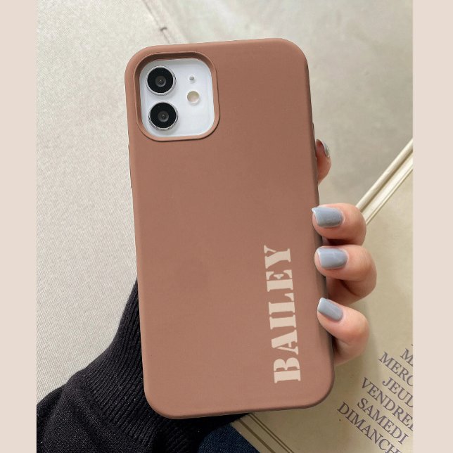 Modern Minimal Terracotta Custom Name Case-Mate iPhone Case (Creator Uploaded)