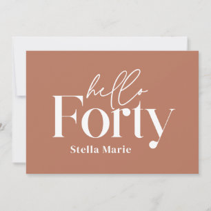 Modern minimal terracotta simple 40th birthday invitation