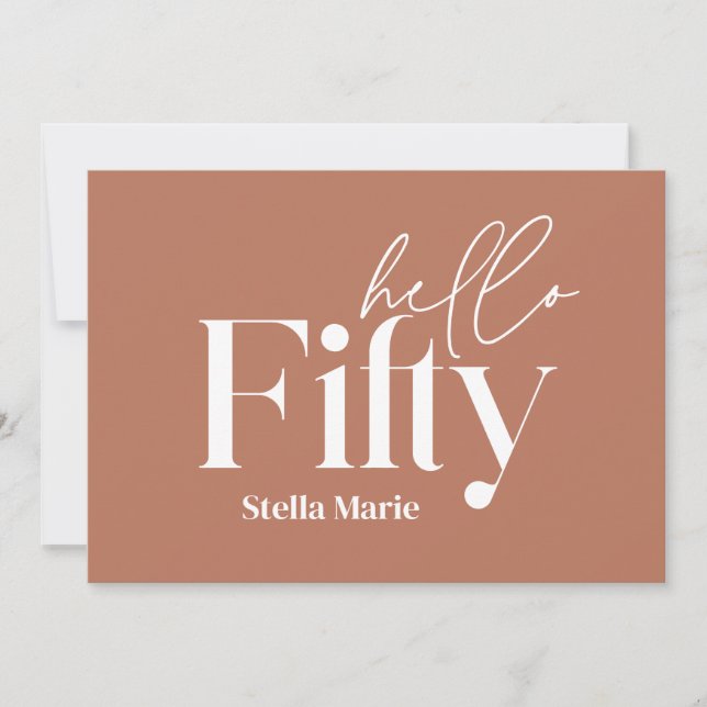 Modern minimal terracotta simple 50th birthday invitation (Front)