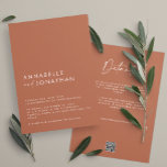 Modern Minimal terracotta Wedding Details QR Code Invitation<br><div class="desc">Modern minimal simple elegant simple terracotta wedding,  details and QR code invitation. Part of a modern collection.</div>