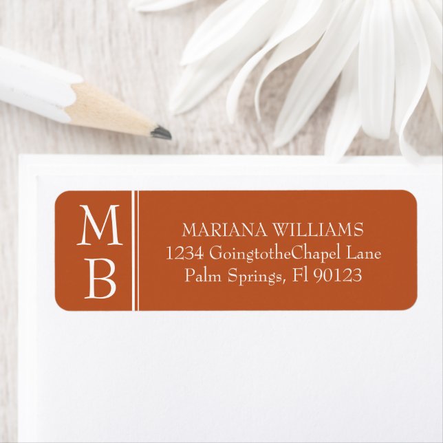 Modern Minimal Terracotta Wedding Return Address (Insitu)