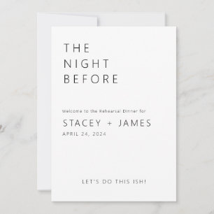 Modern Minimal The Night Before Rehearsal Dinner Invitation