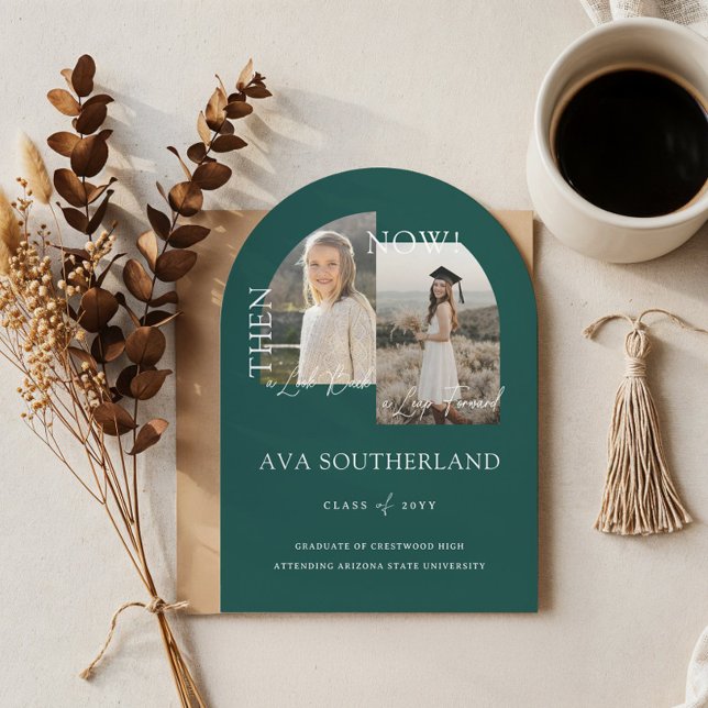 Modern Minimal Then & Now Graduation Party Photos Invitation (Modern Minimal Then & Now Graduation Party Photos Invitation)